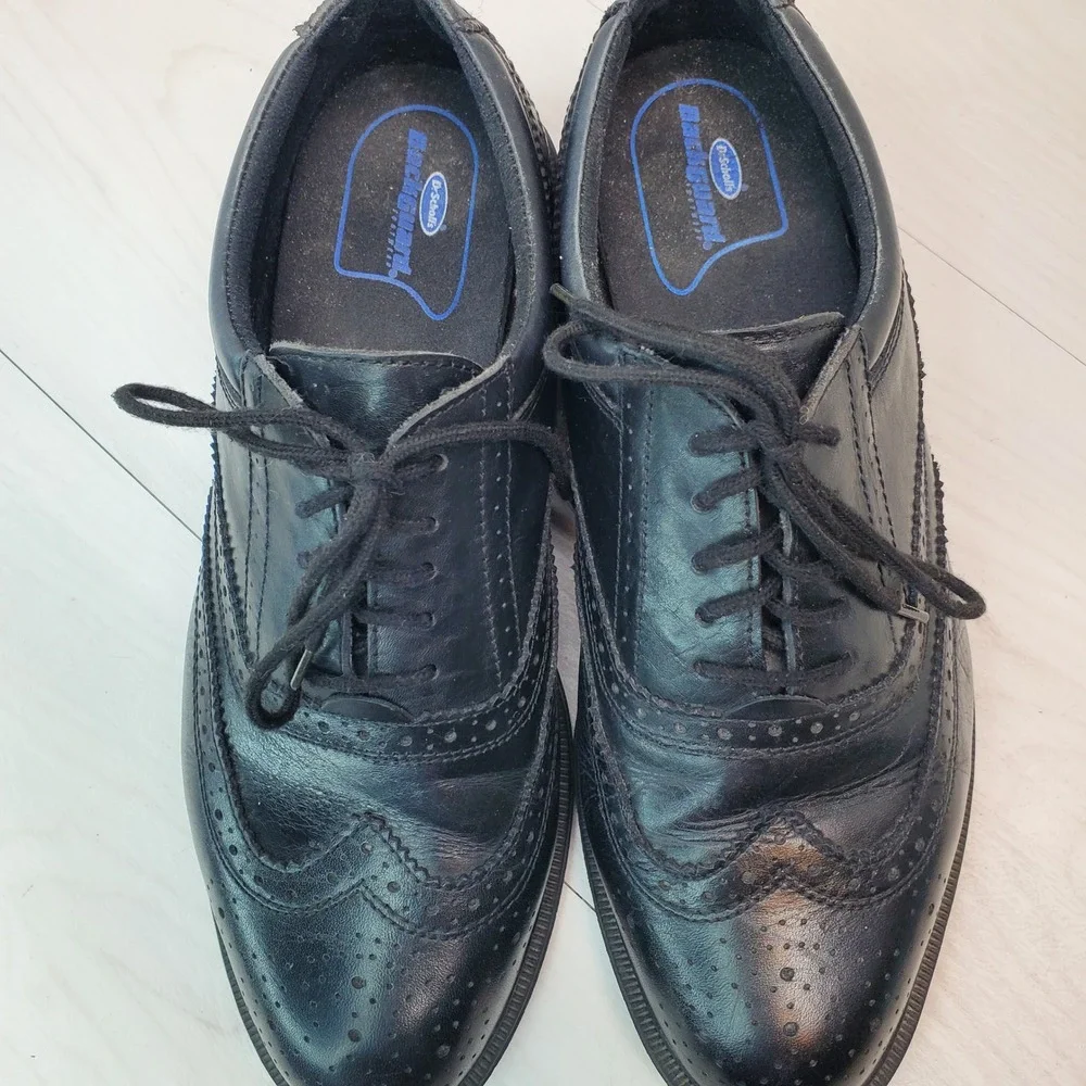 Dr Scholls Lexington Wingtip Oxford Dress Shoes Black Leather Men 10W